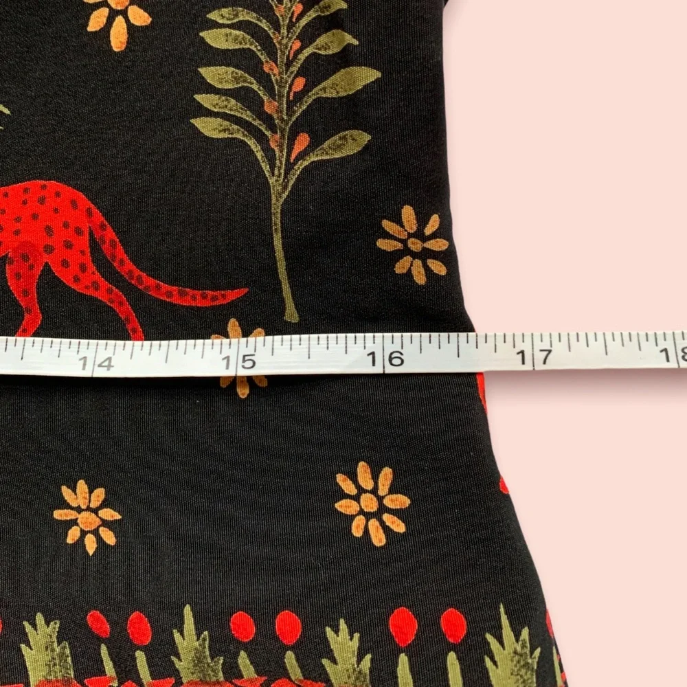 VTG 1990s Sag Harbor Petite Black Safari Print Dress - Picture 6 of 10
